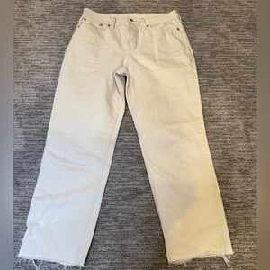 J. Crew Cream Straight-Leg jeans with raw hem